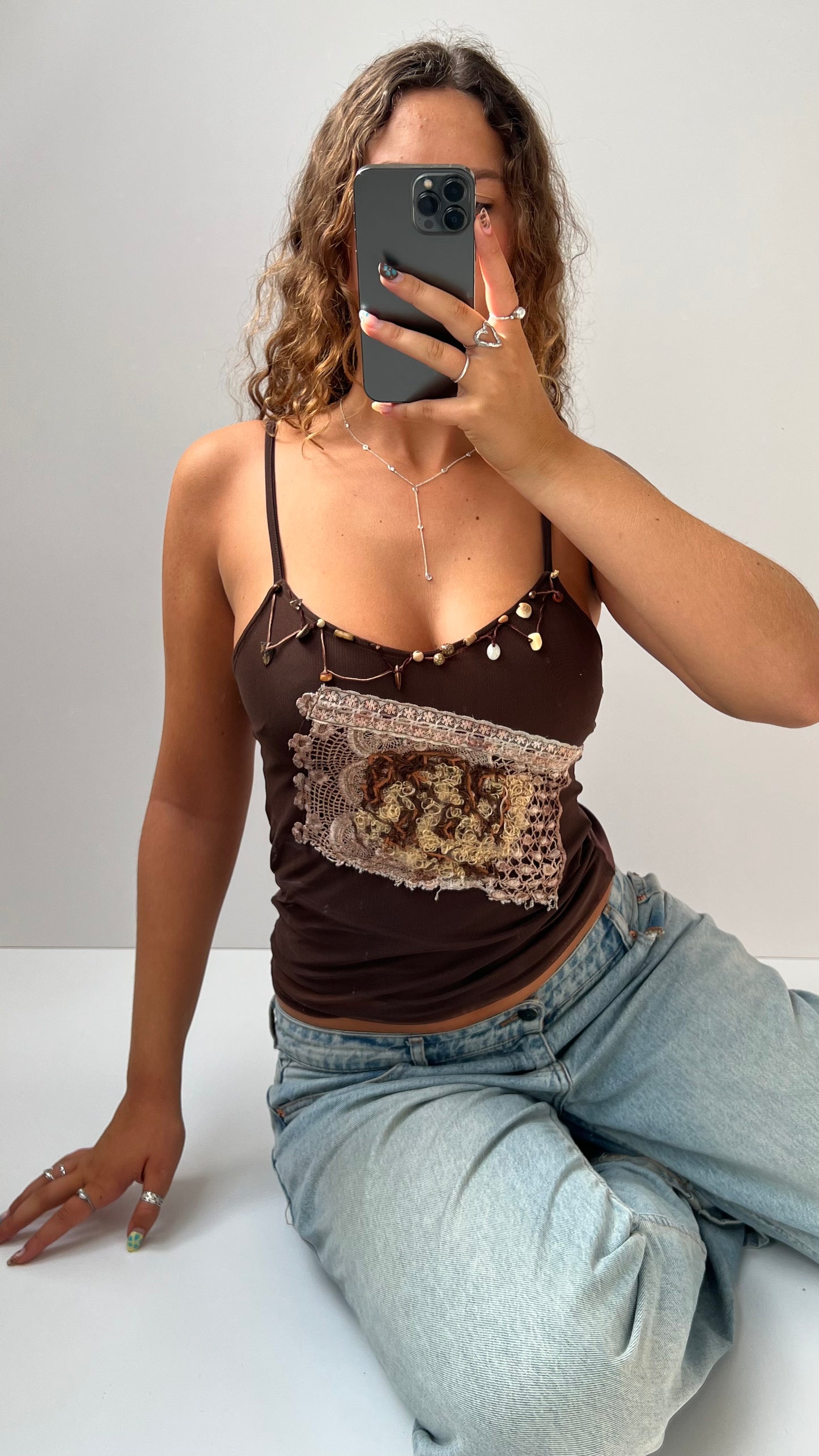 00s brown mesh cami- size S