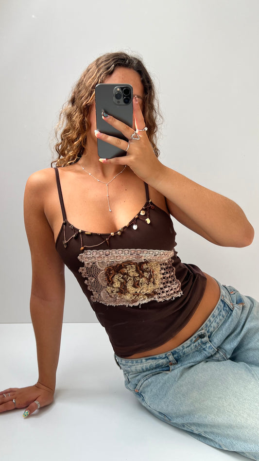 00s brown mesh cami- size S