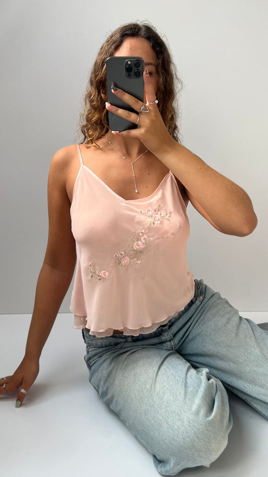 00s baby pink mesh cami- size M