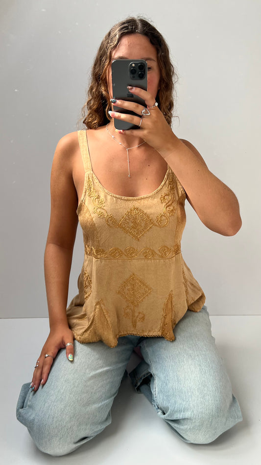 00s brown embroidered cami- size M