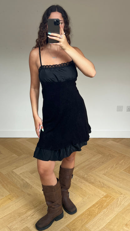 00s black knit midi dress- size M
