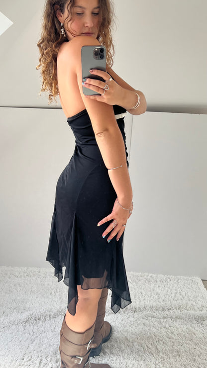 00s black halter mini dress- size S