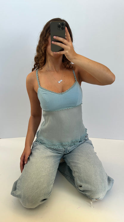 00s blue silk cami- size M