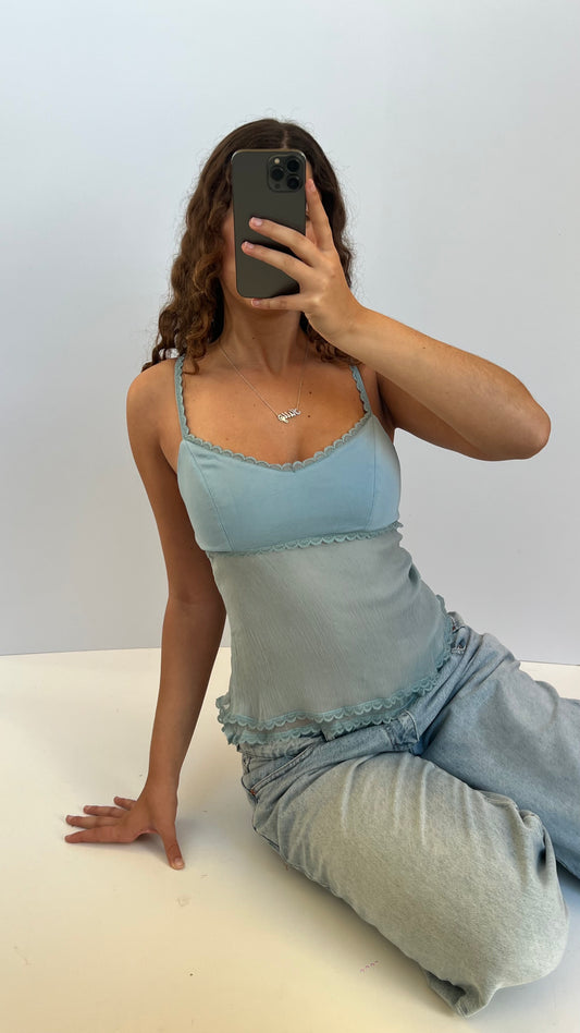 00s blue silk cami- size M