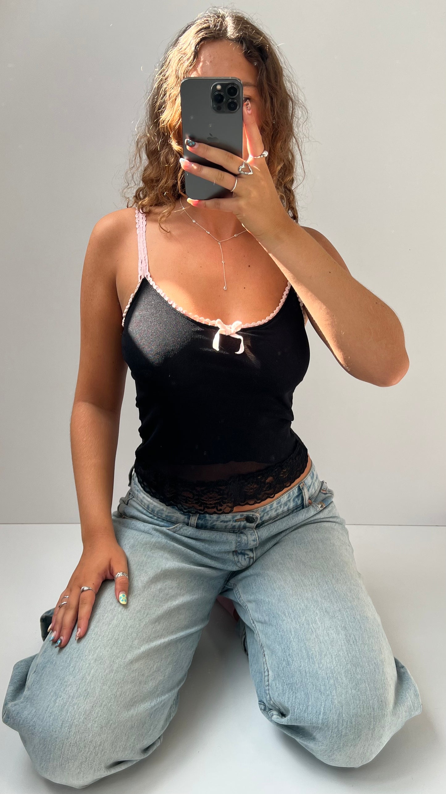 00s black mesh cami- size S