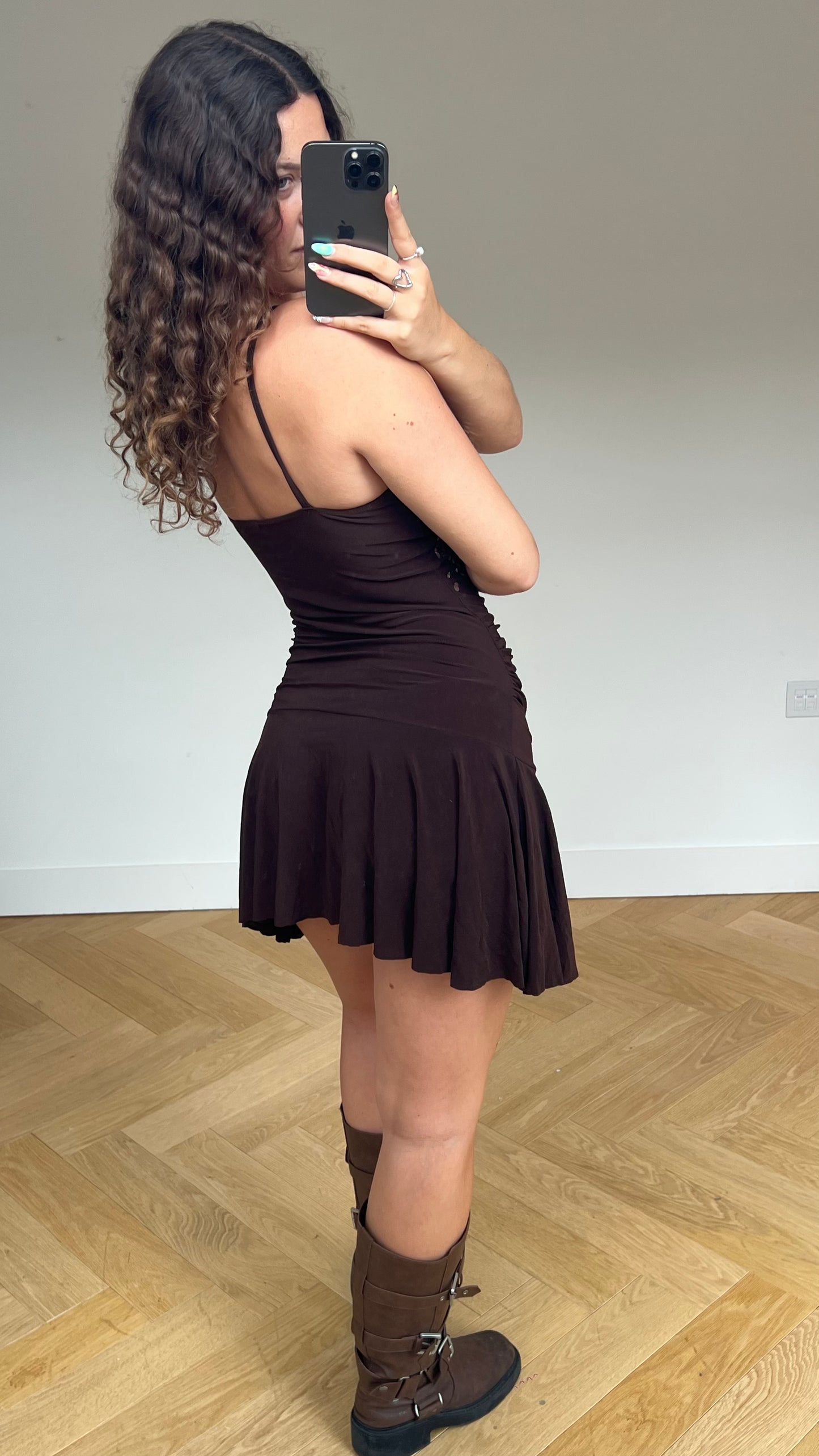00s brown sequin dress- size S/M