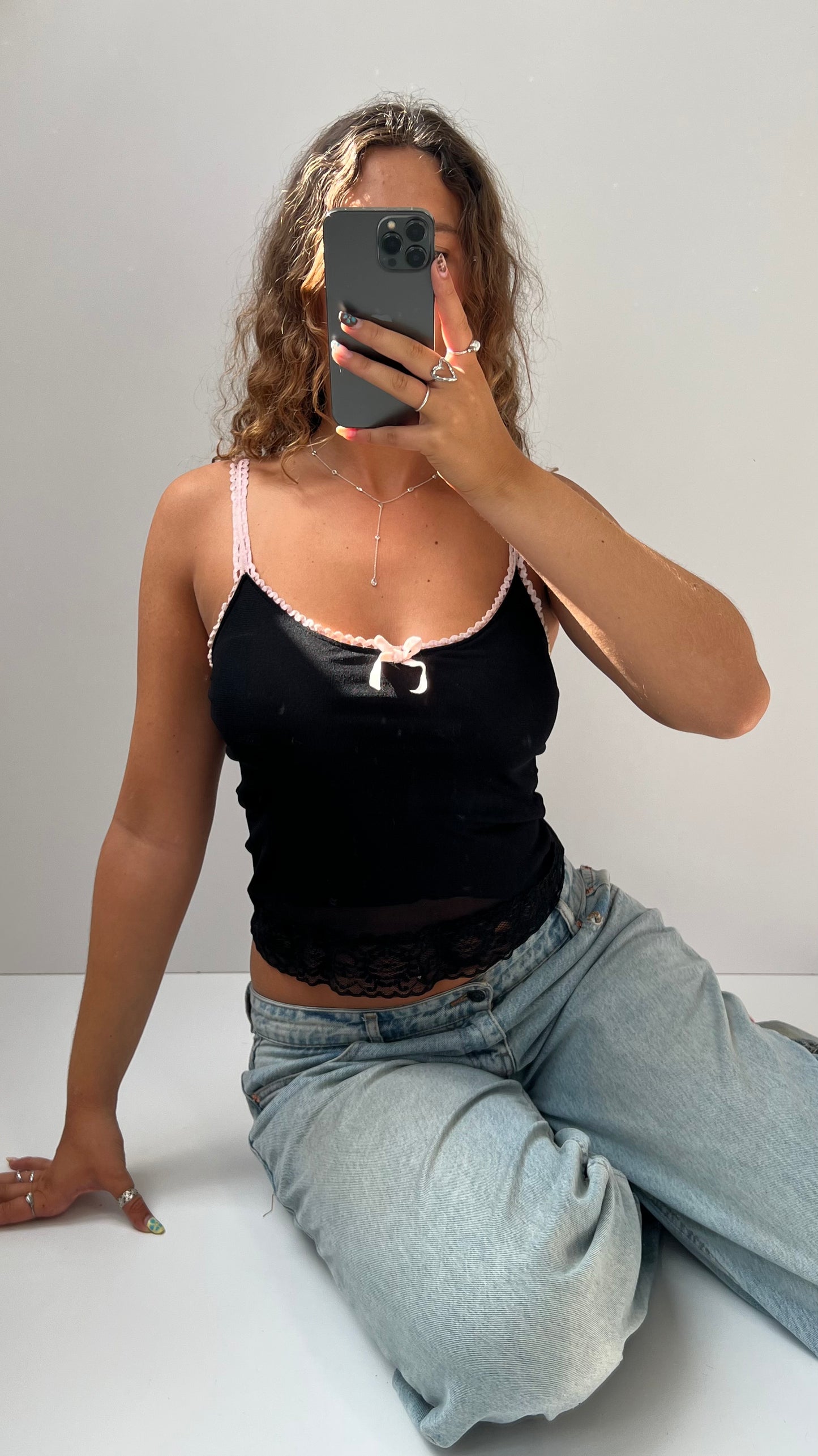 00s black mesh cami- size S