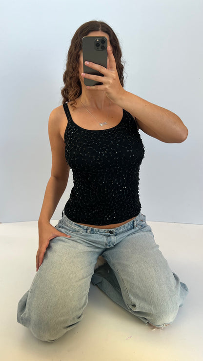 00s black sequin cami- size M