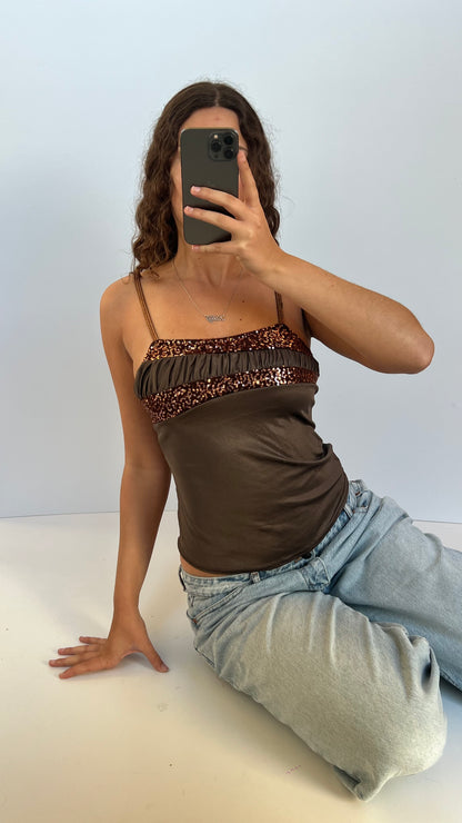 00s brown sequin cami- size S
