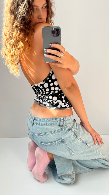 00s black polka dot halter cami- size S