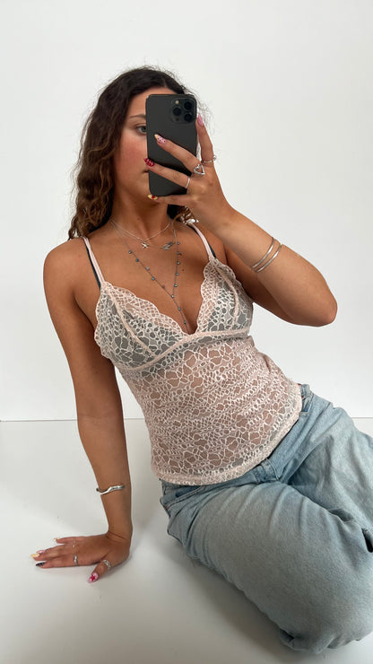 00s pink lace cami- size L