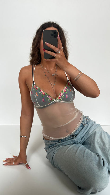 00s cream floral cami- size M