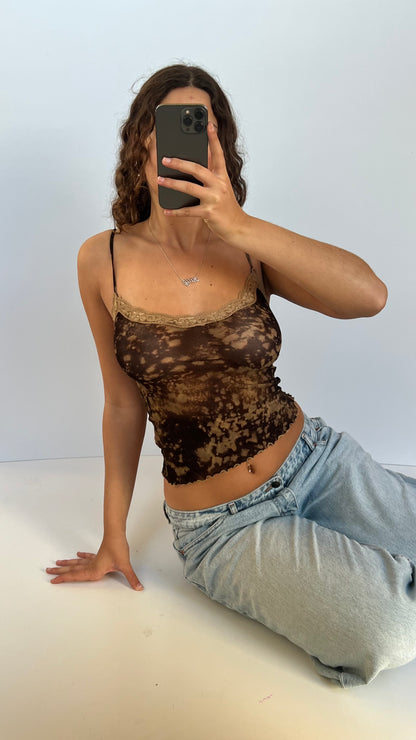 00s brown mesh lace cami- size S
