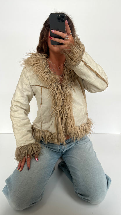 00s cream afghan jacket- size M
