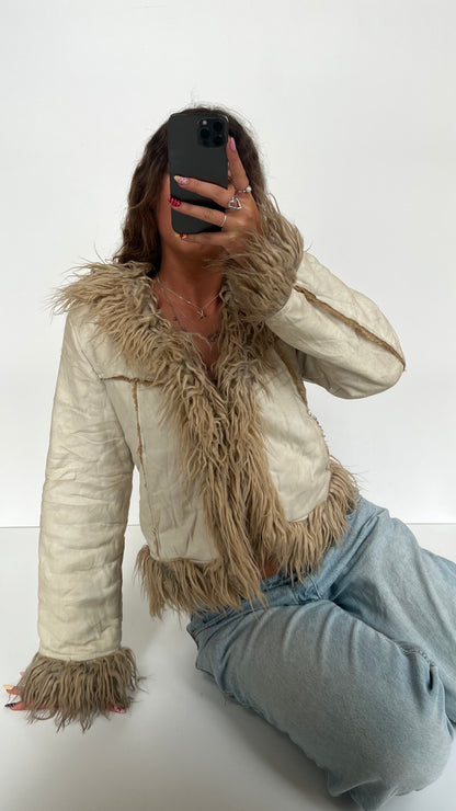 00s cream afghan jacket- size M