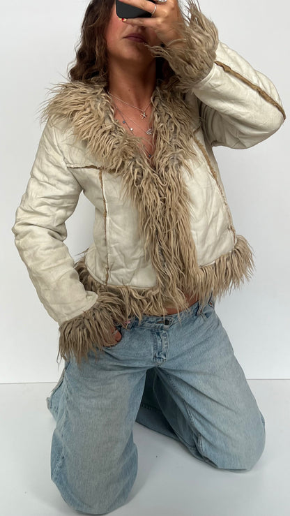 00s cream afghan jacket- size M