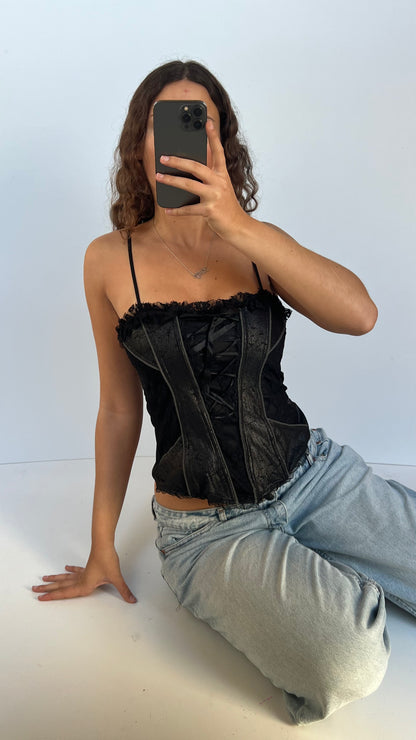 00s black corset style cami- size S