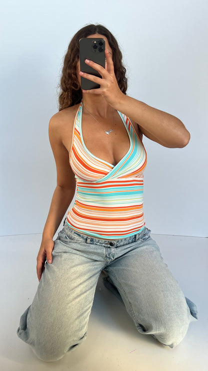 00s blue orange striped cami- size S