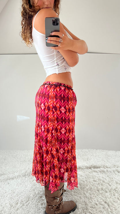 00s pink mesh midi skirt- size M
