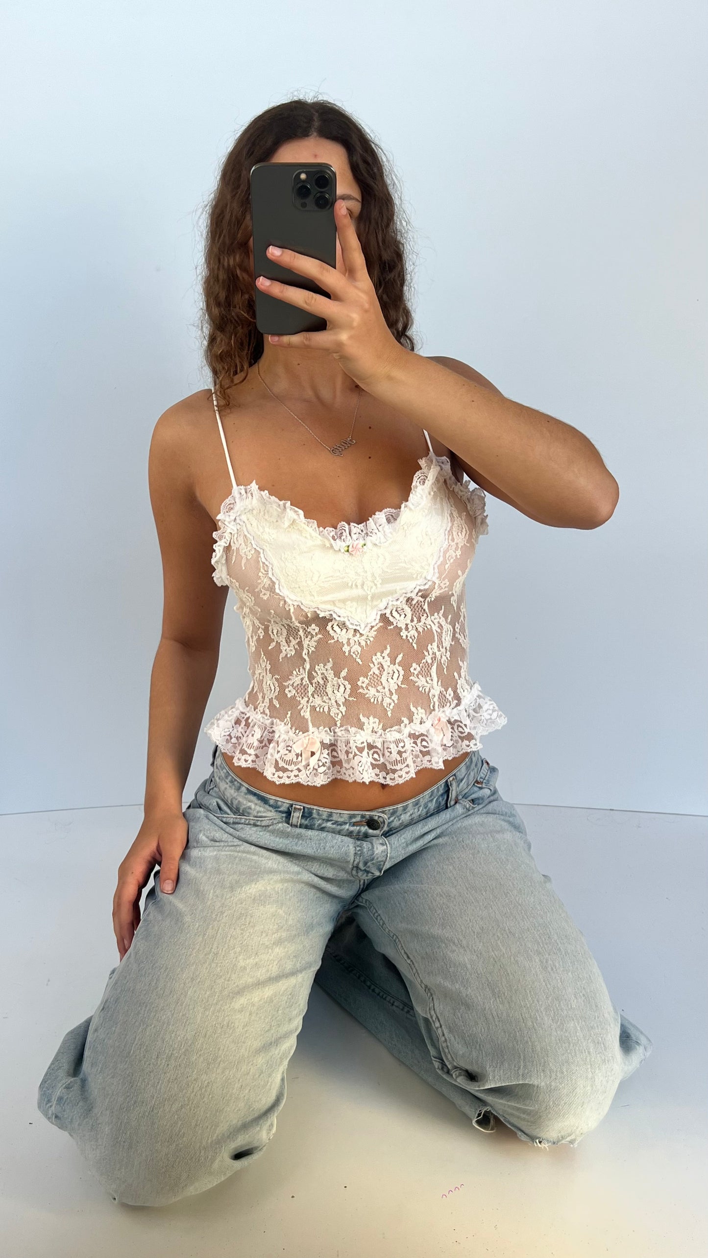 00s white lace cami- size M