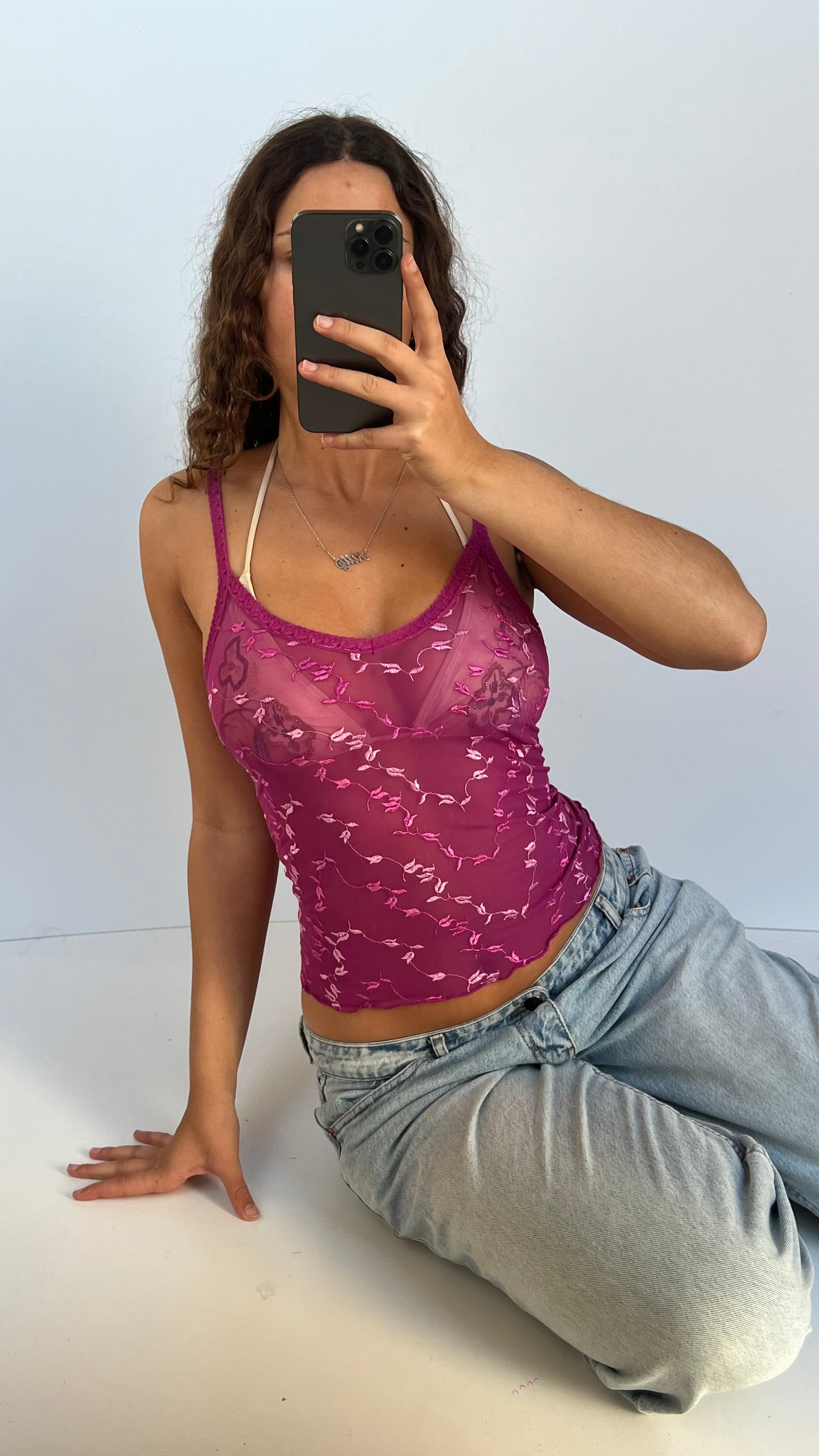 00s pink floral cami- size S