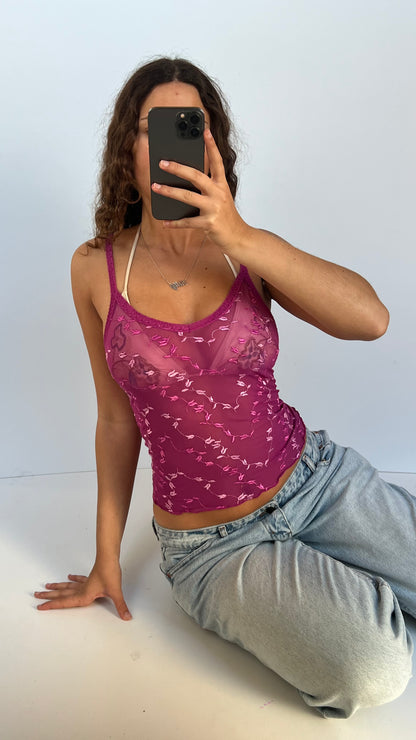 00s pink floral cami- size S