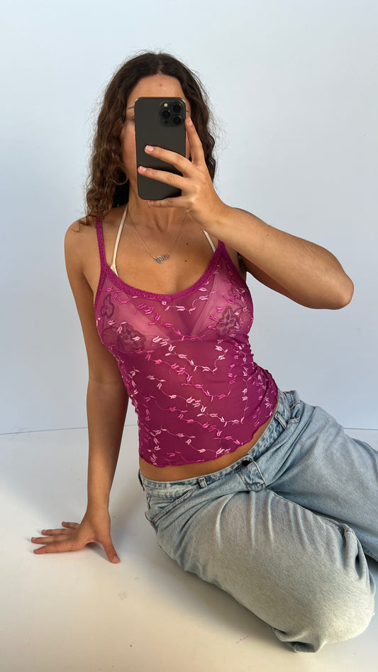 00s pink floral cami- size S