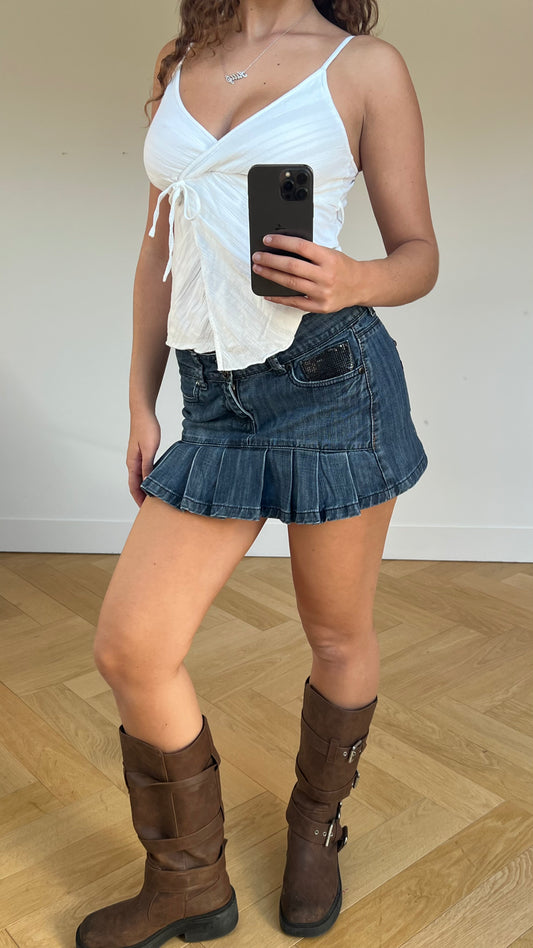 00s denim sequin mini skirt- size M