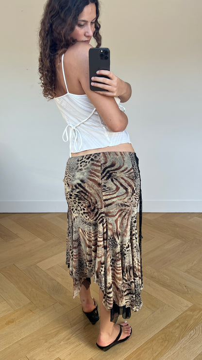 00s leopard print maxi skirt- size L/XL