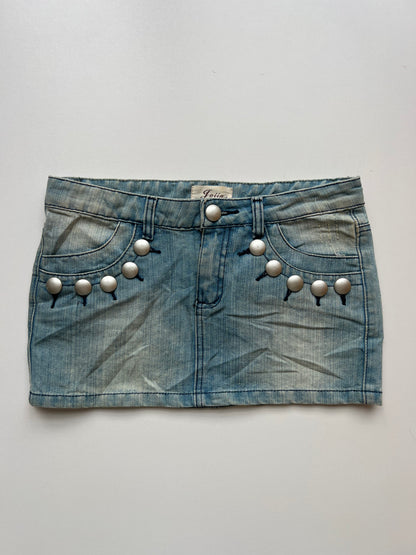 00s denim stud mini skirt- size S
