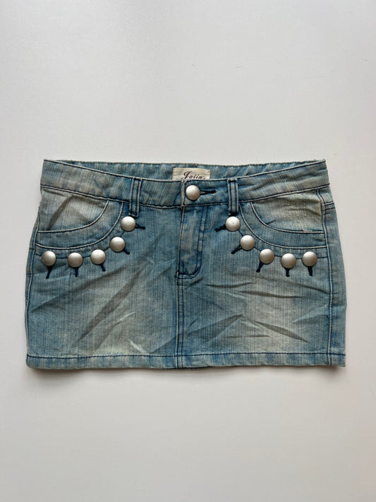 00s denim stud mini skirt- size S