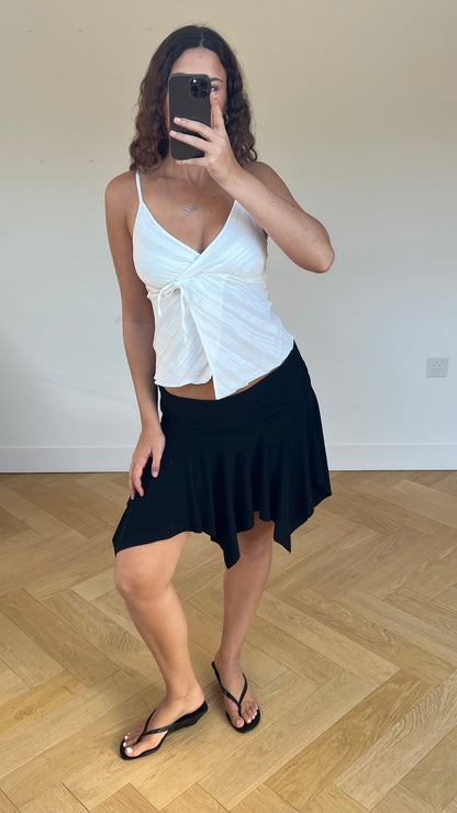 00s black asymmetric mini skirt- size M