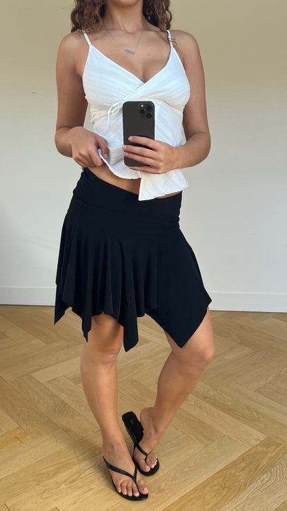 00s black asymmetric mini skirt- size M