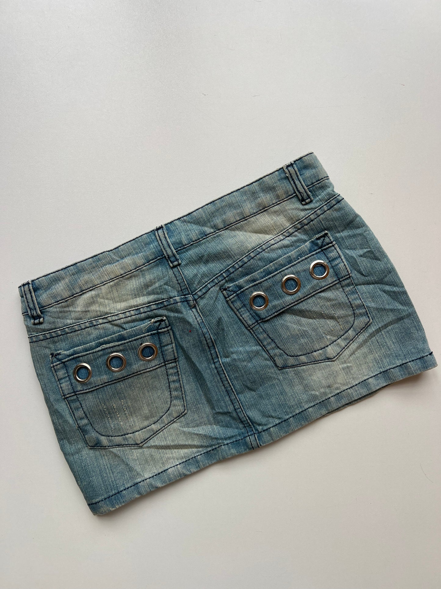 00s denim stud mini skirt- size S