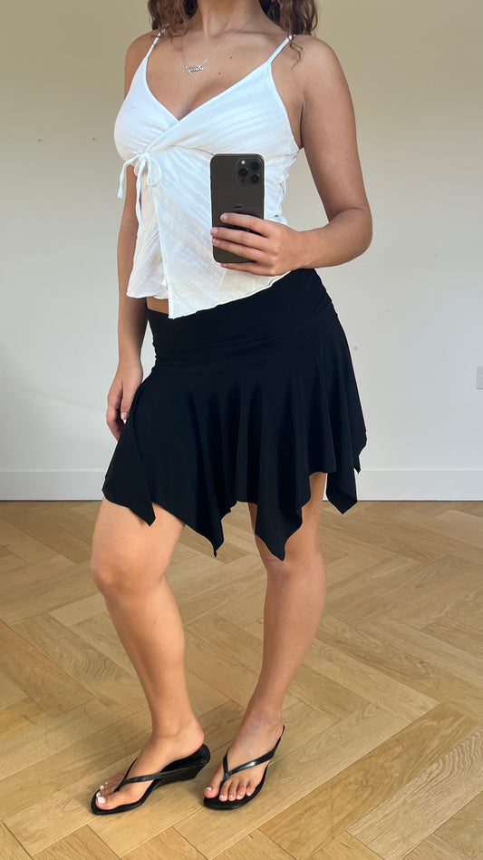 00s black asymmetric mini skirt- size M