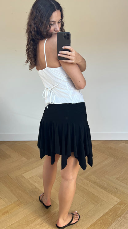 00s black asymmetric mini skirt- size M