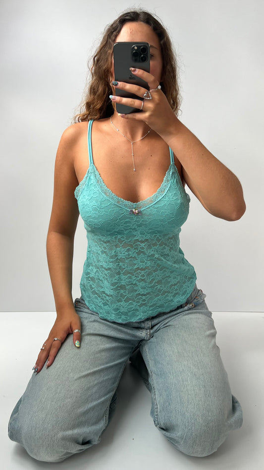 00s Victorias Secret blue lace cami- size L