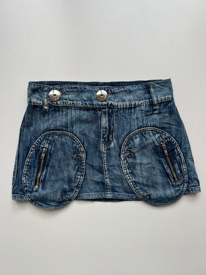 00s denim mini skirt- size XS