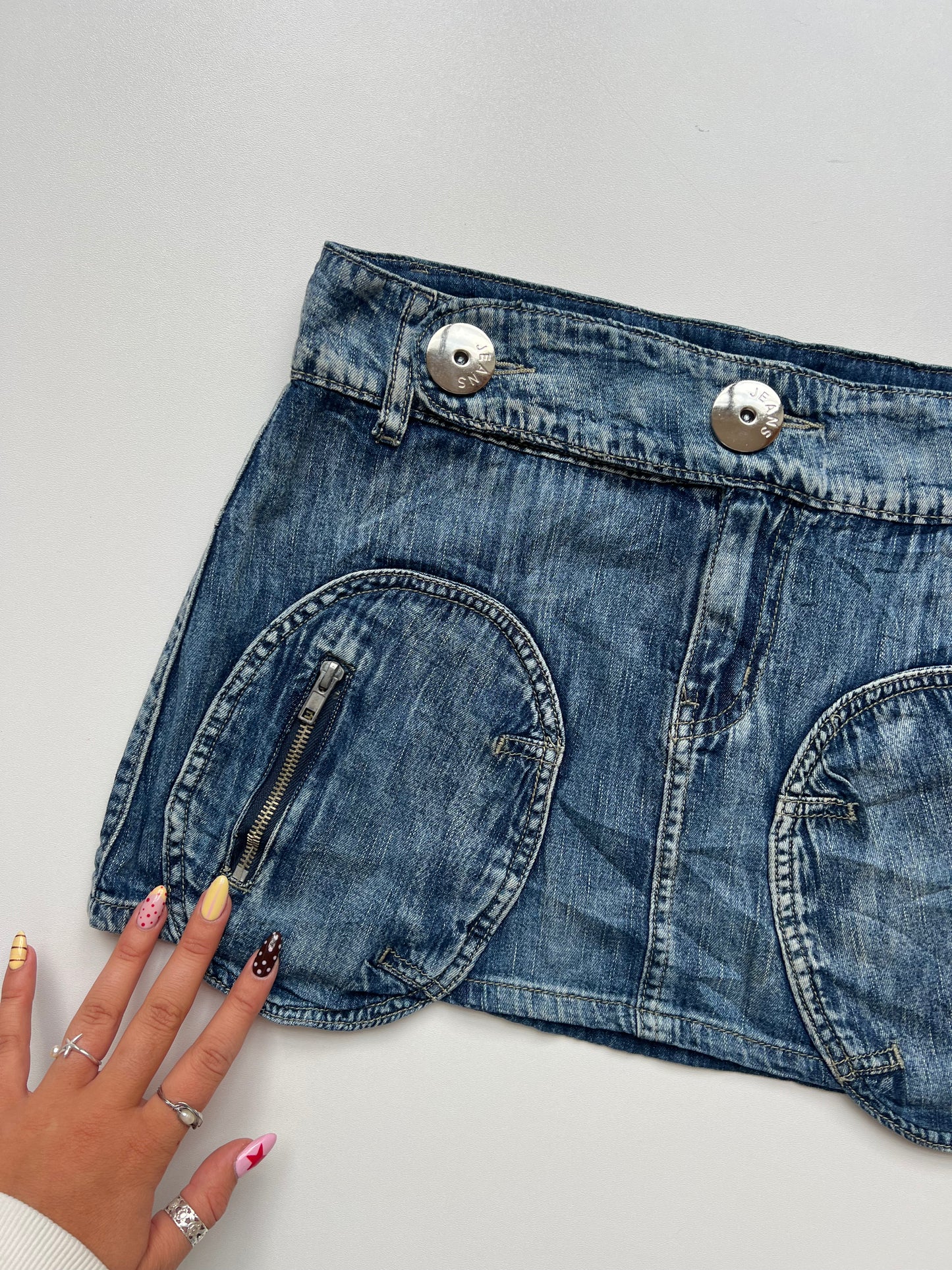 00s denim mini skirt- size XS