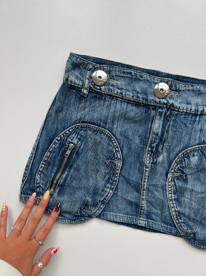 00s denim mini skirt- size XS