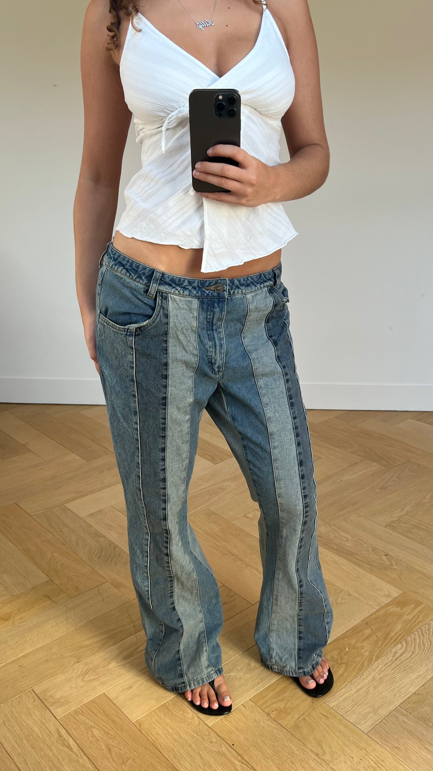 00s denim patchwork jeans- size L/XL