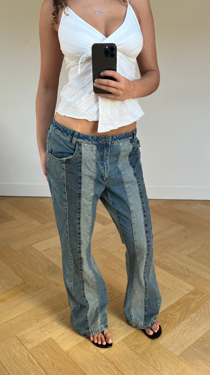 00s denim patchwork jeans- size L/XL