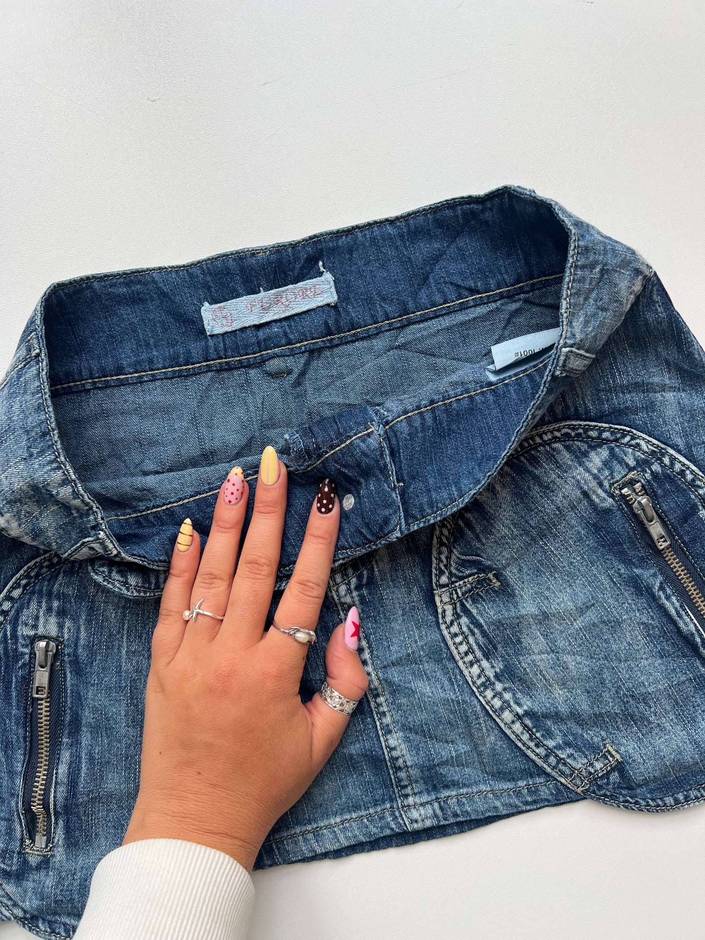 00s denim mini skirt- size XS