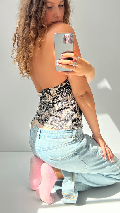 00s brown paisley halter cami- size M & XL