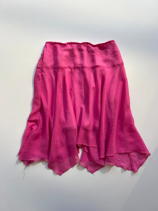 00s pink mesh asymmetric midi skirt- size XS