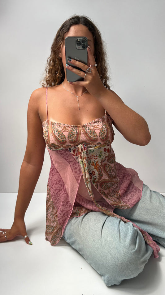 00s pink patchwork fairy cami- size M