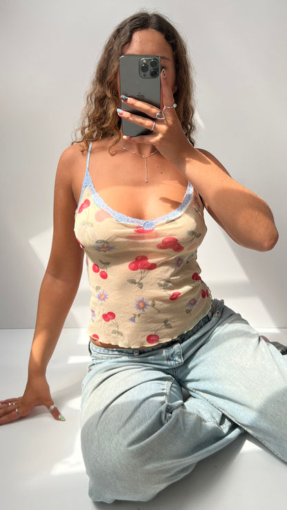 00s Victorias Secret yellow mesh floral cami- size M