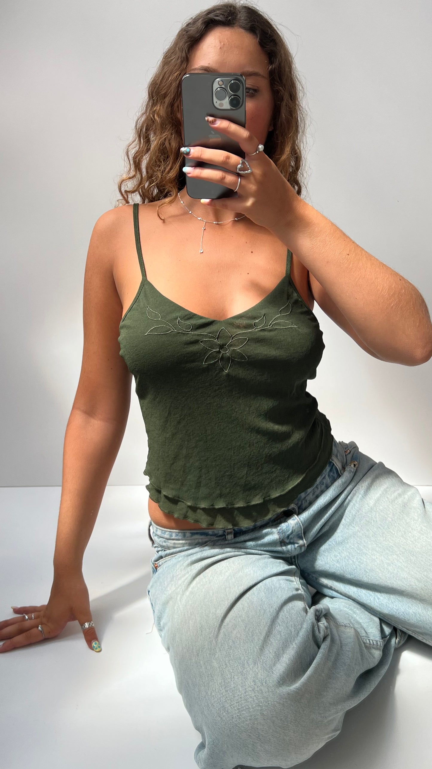 00s green mesh cami- size S
