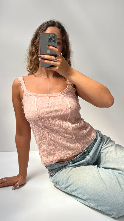 00s pink lace cami- size M
