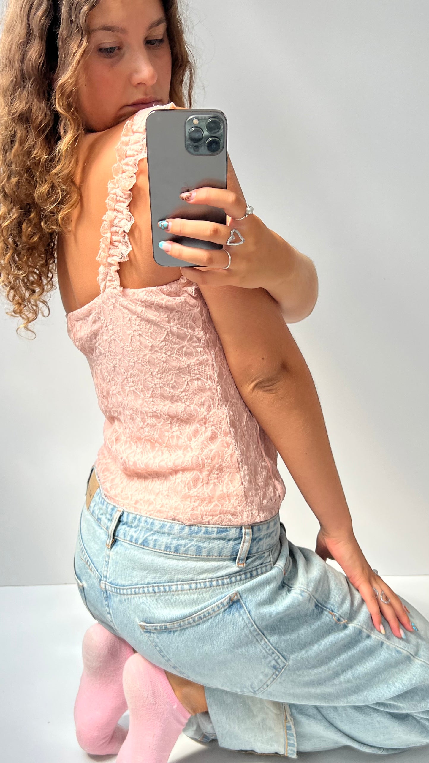00s pink lace cami- size M